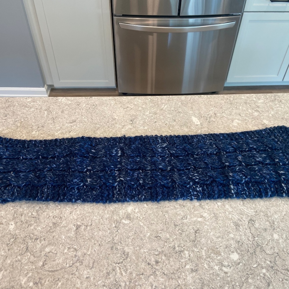 Hand Woven Blue Wool Scarf-8’ long